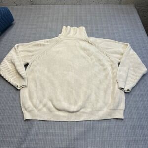 WVN Cream Ribbed Turtleneck Sweater Large Organic Cotton Wool Blend‎ Minimalist*